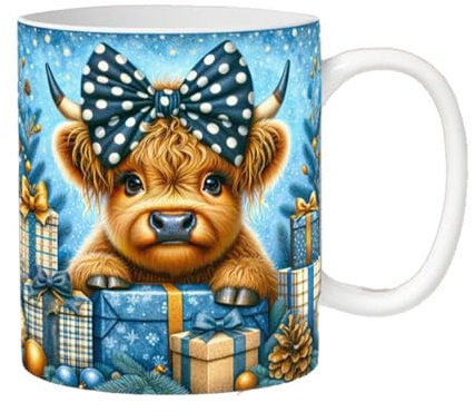 Tazze da caffè natalizie, tazze da caffè natalizie in ceramica, tazze da caffè per le vacanze, tazza da caffè con delle Highland, accessori natalizi per accoglienti e caldi, cioccolatini, amici