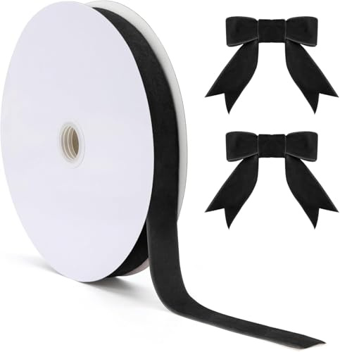 UCLEVER Schwarz Satinband Samtband 20mm, 10 Meters Dekoration Geschenkband Fein Schleifenband, Stoffband für Hochzeit, Taufe und Geburtstag Geschenke Der Valentinstag Verpackung von Geschenken