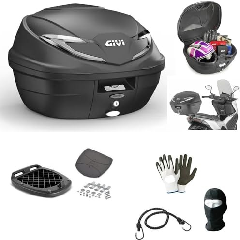 KOMPATIBEL MIT Yamaha N-MAX 125 Koffer TOPCASE B360NT2 TECH 39-Liter + KIT ZUR Befestigung AM GEPÄCKTRÄGER VON Motorrad UND Roller FÜR 2 HELME