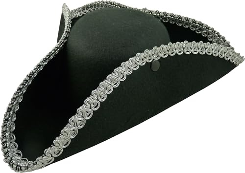 Makotex Dreispitz Piratenhut aus Filz für Kostüme, Karneval | Die Dreispitzform macht Piraten- und Musketierrollen sofort erkennbar; zwei Größen erleichtern die passendere Auswahl.
