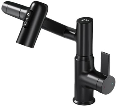 Bathroom Faucet Waterfall LED Digital Display Faucet - 360° Rotating Bathroom Sink Mixer with 3 Spray Modes for Modern Washbasins