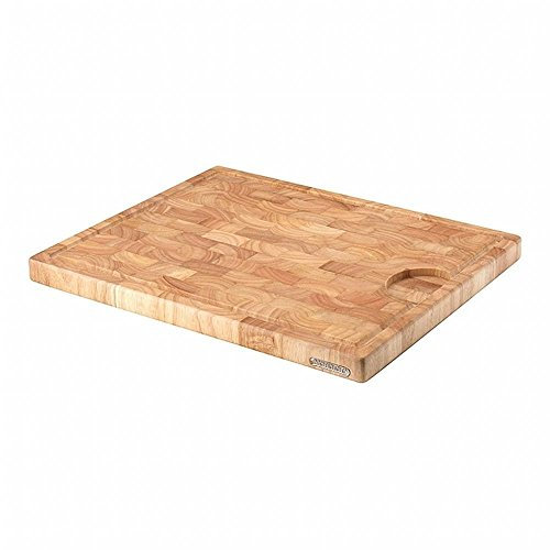 Continenta Planche Hévéa bois de bout à rigole et réservoir 42 x 34 x 2,7 cm, Marron