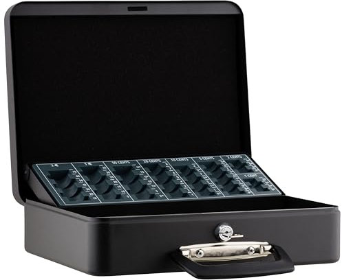 NEU!! SAX Metallgeldkoffer mit Gelduntereinteilung, Schwarz