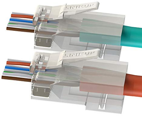 LINKUP - Cat6 RJ45 Easy Pass Thru Connector | Ethernet LAN Internet Jack Adapter | UTP Gigabit Network Round Cable Plug | Low Next RL | High Performance | 55 Pack