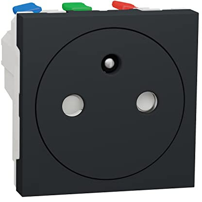 Schneider Electric - Unica - Prise 2P+T - FR - 90° - affleurant - raccord Rapide - Anthra - méca Seul - NU305254