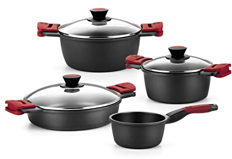 BRA Premiere Batería 7 Piezas Aluminio Fundido Antiadherente, apta para todo tipo de Cocinas e Inducción