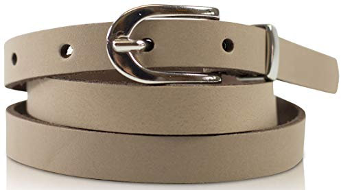 fashionchimp Basic Damengürtel aus 100% echtem Leder, schmaler Gürtel, Breite ca. 1,5cm, Made In Germany (Taupe, 120/BW105)
