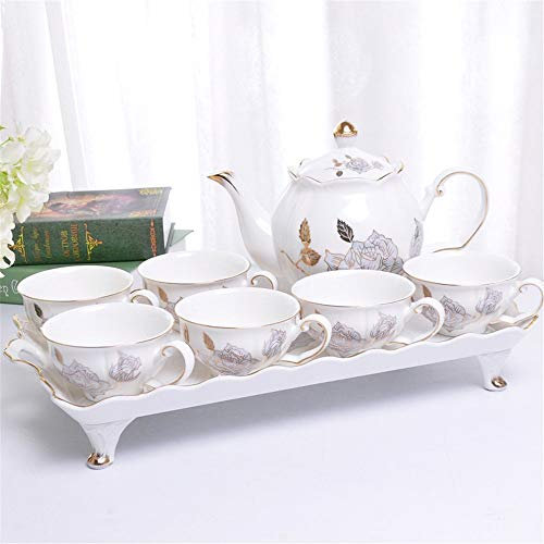 ChengBeautiful Teeservice Blumenmuster Nachmittagstee Glasur Porzellan Drink Set europäischen Stil Kaffeetasse Set ist sehr gut geeignet for Büro Familienhochzeit Teekanne Set