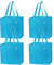 VENO Lot de 4 Sac de Course Réutilisables avec Poche Frontale, Base Renforcée, Sac Cabas Pliable, Tote Bag Polyvalent, Sac de Plage pour le Shopping, Pique-nique, Voyage (Cyan, Lot de 4)