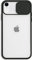 Mixroom - Cover Custodia per Apple iPhone XR Protezione Fotocamera con finestrino Scorrevole in Silicone TPU Semi Trasparente Nero