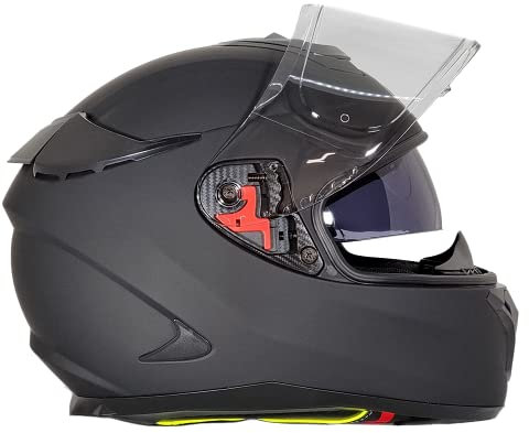 BHR Casco Integrale Moto con Doppia Visiera 813 RACE | Casco Moto Integrale Omologato ECE con Visiera Parasole | Casco Moto Uomo/Donna | NERO OPACO | XL