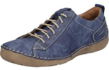 Josef Seibel Damen Low-Top Sneaker Fergey 56,Weite G (Normal),Wechselfußbett,Laufschuhe,schnürschuhe,schnürer,Blau (Ocean),37 EU