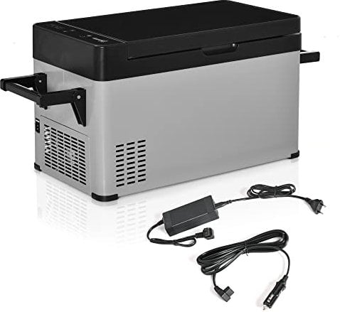 Outsunny Nevera Portátil Compresor 40L Congelador de Coche 12/24V CC hasta -22 ℃ con Pantalla Táctil y Asas Plegables para Barco Camión 67,2x36x40,5 cm Gris y Negro