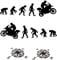 nuovo kit Adesivi Stickers Evolution + omaggio 2 adesivi rosa dei venti da 15 cm valigie per moto enduro adventure Trail off Road Sport (Nero Lucido)