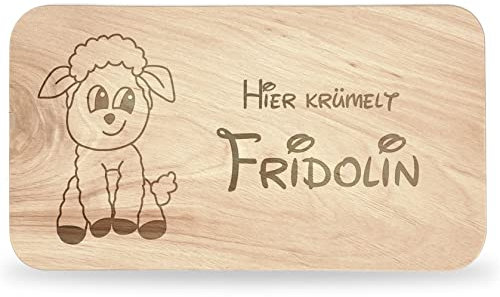 Frühstücksbrettchen Kinder - tolles Frühstücksbrettchen Holz mit Schaf zum Personalisieren - personalisierte Geschenke Kinder - Schneidebrett mit Gravur - Geschenk zur Taufe/Einschulung