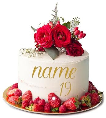 Personalised Acrylic Cake Charm Word Number Script Font A 3 4 5 6 Acrylic Cake Topper Letter Alphabet Decoration for Wedding Anniversary Birthday (3inch (75mm) 1word/name, Gold Mirror)