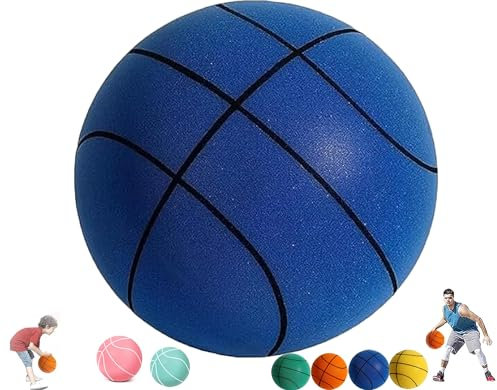 IVMqclicc Hush Handle Silent Basketball Indoor, Foam Basketball, Easy to Grip Silent Ball High Resilience, Safe/Soft/High Elasticity (No.7/9.4 inch, Blue)