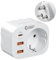 Unidapt 4 in 1 Reiseadapter für Indien mit 3 USB, Adapter Indien Steckdose, Reiseadapter Indien, Reisestecker Typ D, Adapter für Sri Lanka, Indien, Nepal, Reisestecker Indien Stromadapter