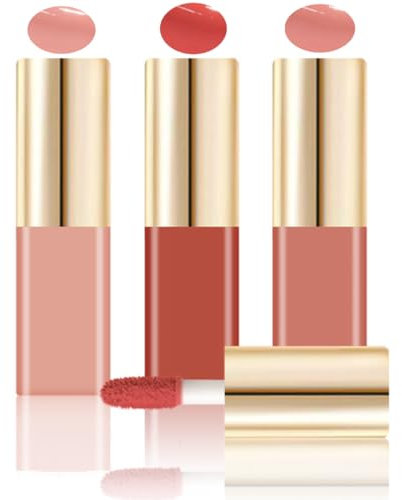 KARLOR 3 Stück flüssig Blush Stick Set, liquid Blush Stick Rouge Stick Peach Pink Rosa cream Blush flüssig Blusher Set cremig Rouge Gesicht matte langhaltend Blush Stick Naturkosmetik für Wange
