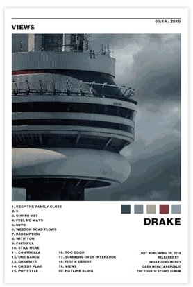 Yeepi Drake Poster Ansichten Poster Album Cover Poster Leinwand Poster Schlafzimmer Dekor Sport Landschaft Büro Zimmer Dekor Geschenk Unframe-Stil 30 x 45 cm