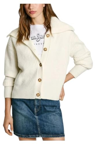 Pepe Jeans Irma Pull Cardigan, Blanc (Mousse White), S Femme