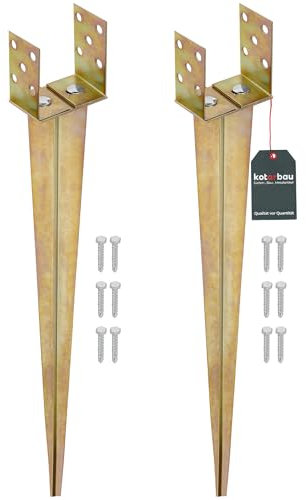 KOTARBAU® Set di 2 manicotti per pali a U, 0 – 125 mm, larghezza regolabile da infilare, in acciaio zincato, per pali in legno, ancoraggio a terra