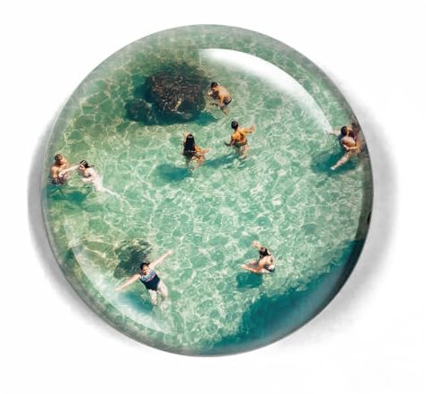 LWAY Kristall Kuppel Glas Briefbeschwerer 80mm (EMERALD SEA)