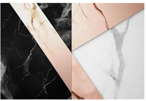 Placemats Set of 1,Table Placemats for Home Holiday Party,Black White Rose Gold Marble