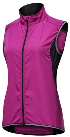 SMTSEC Fahrradweste Damen Reflektierend Winddicht Windstopper Laufweste Wasserdicht Atmungsaktiv MTB Warnweste Fahrrad Ärmellose Weste Jacke Radweste Leicht Softshellweste Sportweste,Purple-4XL