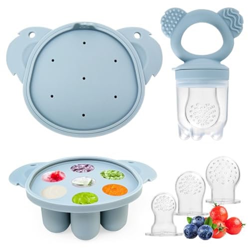 JoyPlus Fruchtsauger Baby ab 3+ Monate, Fruchtschnuller für Baby, Babynahrung Einfrieren Behälter, Aufbewahrungsbehälter für Babynahrung Muttermilch Eiswürfel für Babyzahnen und Selbstfütterung