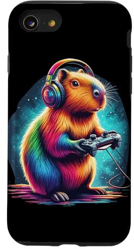 Capybara Gaming Lover Video Game Colorful Capybara Gamer Case for iPhone SE (2020) / 7 / 8