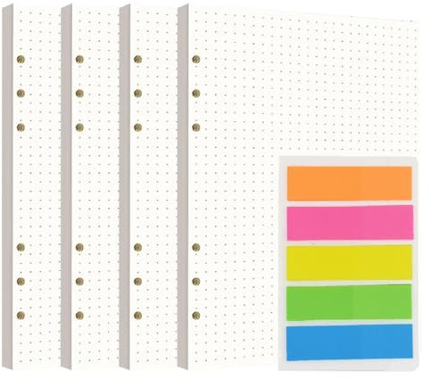 A5 Nachfüllbares Papier, A5 Papier Gepunktet, Nachfüllbare Refill Paper, 180 Blätter Ringbucheinlagen A5 A5 Nachfüllpapier Nachfülleinlagen Loose Notizpapier A5 Liniert für Binder Notizbuch