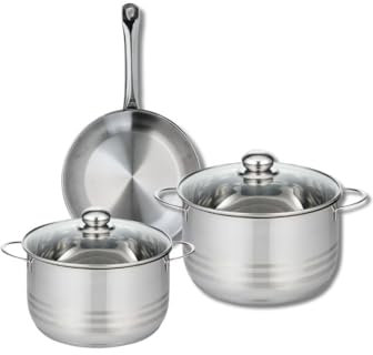 ELO 9867350 Batterie de cuisine 3 pièces, Ensemble de 1 Poêle de cuisson 24 cm et 2 faitouts 20 et 24 cm Elo Profi Brillant, inox, induction
