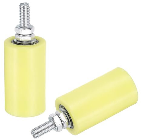 QUARKZMAN 2Pcs Galet Guide Pour Portail Coulissant 3 Galets En Nylon Ensemble Support Portail Roulement À Billes Scellé Universel Pour Guide Portail Coulissant Pour Porte Coulissante Jaune
