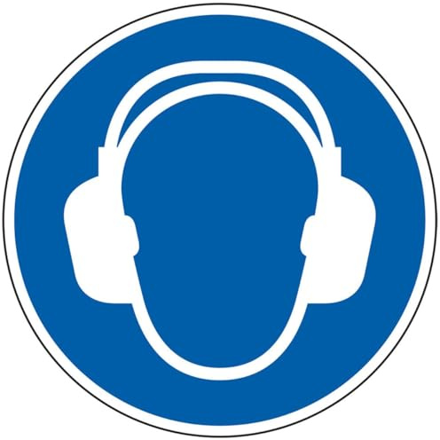 KSIGN Gebotsschild Gehörschutz benutzen, RoHS konform, Folie, Ø 50mm, 10/Bogen, ASR A1.3, DIN EN ISO 7010 M003