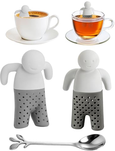 GZRXIOUS 2 Stück Tee-Ei Silikon Set, Lustiges Teesieb für losen Tee, Silikon Teesieb, Teemännchen Tee Gadget mit Extra Feinem Filter für Losen Tee Mulling Gewürze für Tassen Tassen und Teekannen
