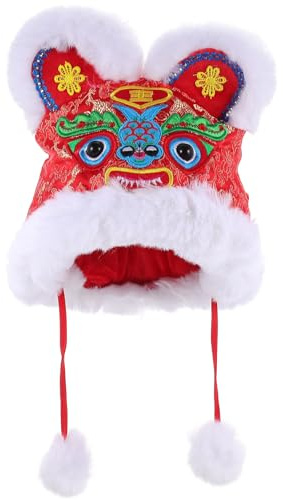 Levemolo Chapeau Tigre Garçon et Filles pour Nouvel an Chinois, Bonnet d'hiver Rouge en Tissu Brodé, Accessoire Costume Fête du Printemps, Chapeau Décoratif pour Bébé, 1 Pièce