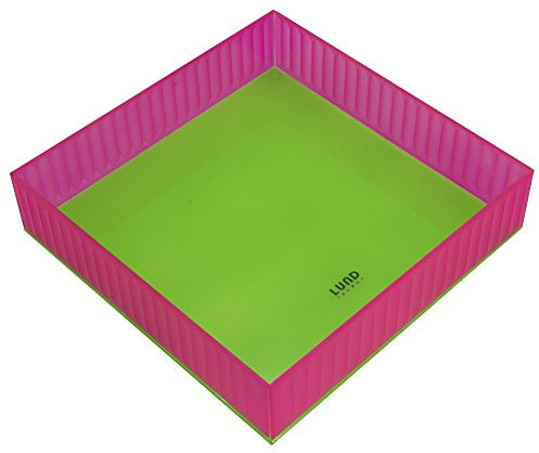 LUND LONDON Neon groß, Rosa und Grün aus Glas Tablett 25 x 25 cm