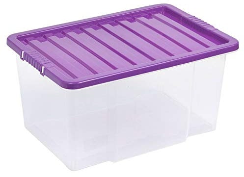 URBNLIVING 50 Liter Storage Box & Lid Purple x4