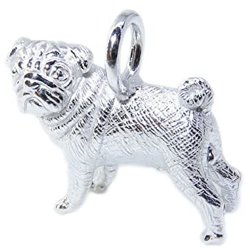 Mops Hund Sterling Silber Anhänger .925 x 1 Mops Hunde Anhänger