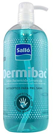 Dermibac 1Litro con Dosificador, Jabón antiséptico para lavado y desinfección de manos. Bactericida. Nº Reg. AEMPS 668-DES