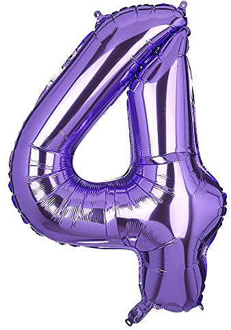 100 CM Groß Lila Zahl 4 Folienballon Luftballon Folien Mylar Riese MäDchen Helium Luftballons Geburtstag Party Deko Lieferungen Baby