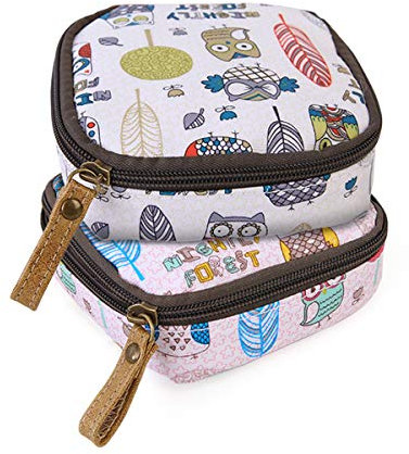 Xiluck Perioden Tasche Mädchen,2 Stück Binden Tasche Mädchen Period Bag mit Reißverschluss 12 * 12cm Tampon Aufbewahrung Tasche für Mädchen,Frauen,Damen(Eule)