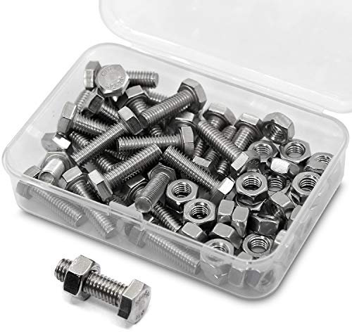 M6*20mm 30 Stück 304 Edelstahl Sechskantschrauben Bolzen und Muttern set, Maschinenschrauben schrauben