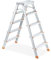 Relaxdays Trittleiter, Aluminium, klappbar, 5 Stufen, Leiter bis 150 kg, beidseitig begehbar, Stehleiter, Silber/orange
