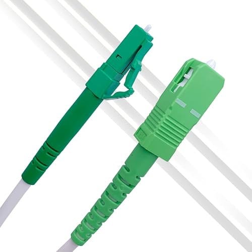 Elfcam LWL Glasfaser-Kabel – 1 Meter OS2 Weiß LC/APC auf SC/APC Stecker, Simplex 9/125 Patchkabel LSZH – FTTH Lichtwellenleiter, 1m