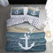 WQIZXCW Bettwäsche 155x220 2er Set, Anker Wendebettwäsche - 110gsm Weiche Microfaser, Maritim Meer Bettbezug mit Reißverschluss und 1 Kissenbezug 80x80 cm
