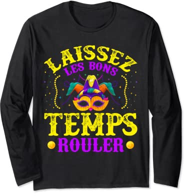 Laissez Les Bons Temps Lineal Mardi Gras Party Kostüm Langarmshirt