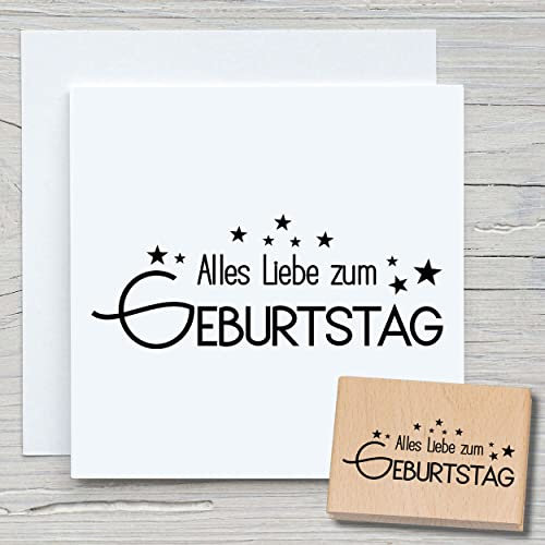 NEWSTAMPS Stempel Alles Liebe zum Geburtstag Motivstempel groß aus Holz & Gummi zum Karten und Geschenke basteln, Holzstempel für Sprüche, Textstempel, Schrift, Scrapbook, Textilstempel, Deko