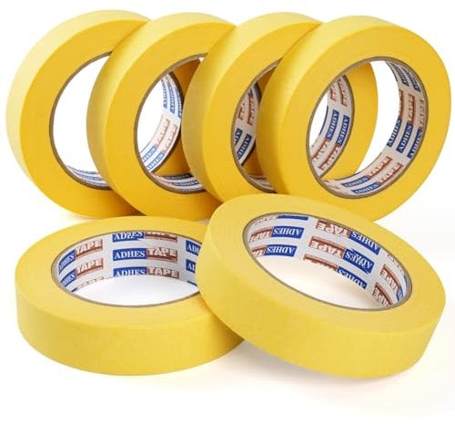 ADHES Malerkrepp Kreppband, Malerkreppband, Gelb maler klebebänder für Malerarbeiten, Saubere Kanten, Keinerlei Rückstände, 1inch x 55yard (25mm x 50m), 6rolle